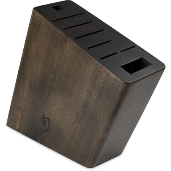Shun Angled Knife Block, 8 Slot Wooden Knife Holder, Made from Genuine