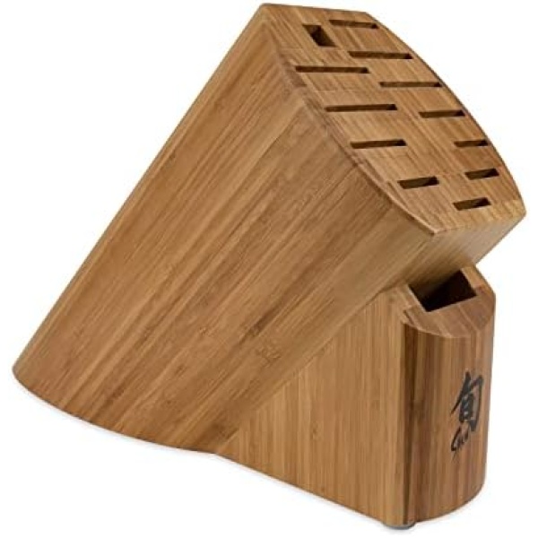 Shun Bamboo Oval Knife Block, 13 Slot Large Knife Holder, Made from Genuine