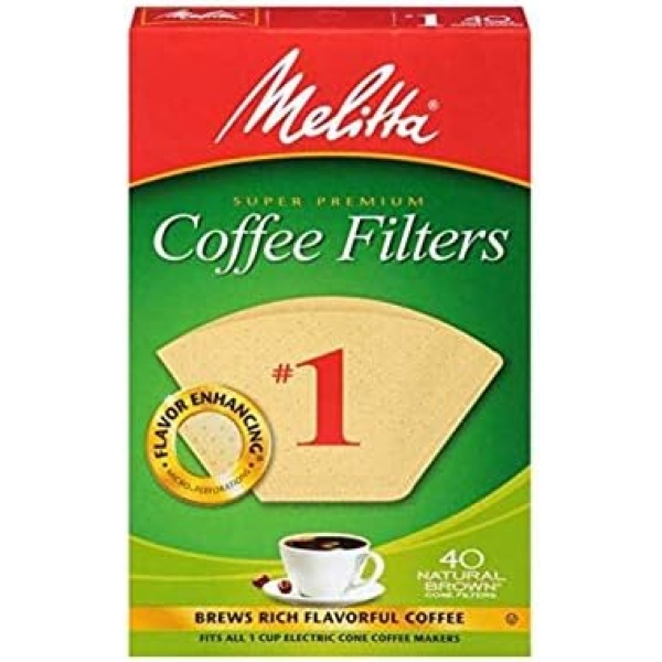Melitta 620122 Size 1 Natural Brown Coffee Filters, 40 Count