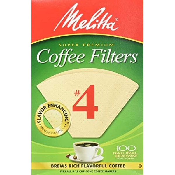 Melitta Cone Coffee Filters, Natural Brown #4, 300 Count (Pack Of 3)